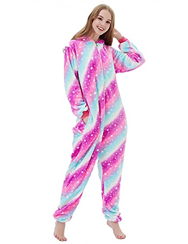 Abenca ABENCA.PA001UNICORN Fleece Unicorn Onesie Pajamas For Women Adult Cartoon Animal Christmas Halloween Cosplay Onepiece Costume.Sky Unicorn.Xl thumb #4