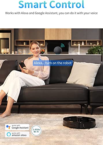 AIRROBO Robot Aspirapolvere Lavapavimenti 2 in 1 con Svuotamento Automatico, 2700 Pa Telecomando/APP/Alexa/Google, Pulizia personalizzata,Mappatura multilivello, Barriere virtuali T10+