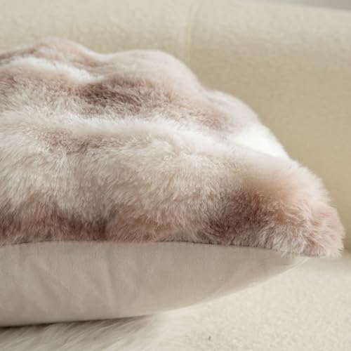 Image of MANDIOO Pack of 2 Thick Plush Wool Decorative Throw Pillow Covers Super Soft Wave Bubble Fur Velvet Cushion Covers Pillow Shams for Couch Bed Living Room 26x26 Inch White Taupe