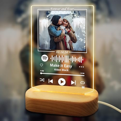 Product Image of the Customized Gifts with Photo for Boyfriend Girlfriend Acrylic Album Cover|Personalized Transparent Song Plaque Scannable Code with Picture-for Him Her