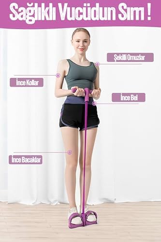 4 Lastik Body Trimmer Karın Kol Jimnastik Egzersiz Mekik Çekme Evde Spor Kondisyon Kürek Aleti (Pembe) - Görsel 5