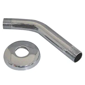 Danco, Inc. 89180 Shower Arm with Flange, for Use with Standard 1/2 in Pipe Thread, 6 in, Stainless Steel, Brushed Nickel, 6-Inch, Chrome