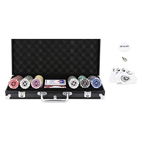 EINFEBEN Pokerchips 300 Chips Laser Pokerkoffer Poker 11.5 Gramm, 2 Karten Cover