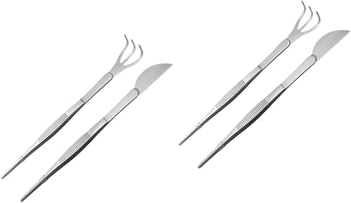 Happyyami 4 Pcs Bonsai Forceps Crafting Tweezers Aquarium Plant Tools Metal Container Bonsai Tree Tools Bonsai Soil Loosening Tool Straight Tweezers