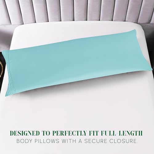 Image of Elegant Comfort Luxury Ultra-Soft 1-Piece Body Pillowcase - 1500 Premium Hotel Quality Microfiber Double Brushed - Wrinkle Resistant, Body Pillowcase Size, Aqua Blue