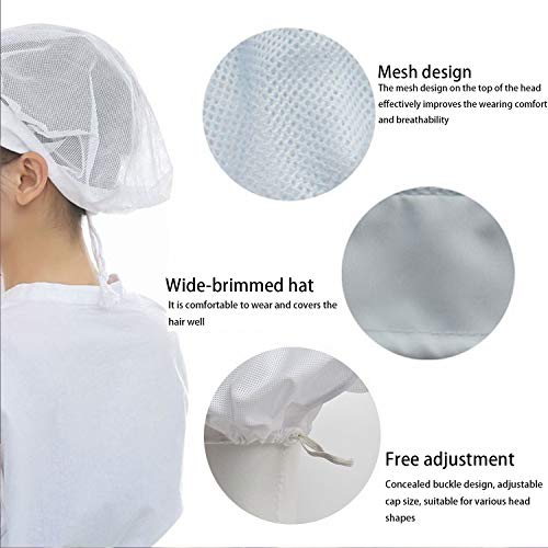 6/8/10 Pack Chef Hat Adult Adjustable Elastic Chef Cap Baker Kitchen Cooking Food Service Hair Nets Mesh Bouffant - Thumbnail 6
