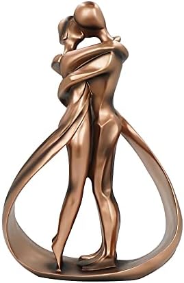 Dreamseden Anniversary, Resin Couple Modern Sculptures Home Decor, Pinkish Bronze, 10 Inch