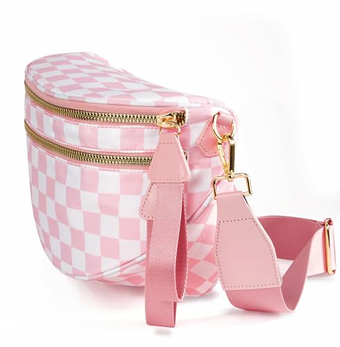 Image of FEIBOON Spacious Checkered Nylon Crossbody Bag Bum Bag Handbags Wallets for Women