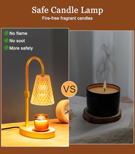 Lampe chauffe-bougie électrique réglable en verre pour bougies en pot