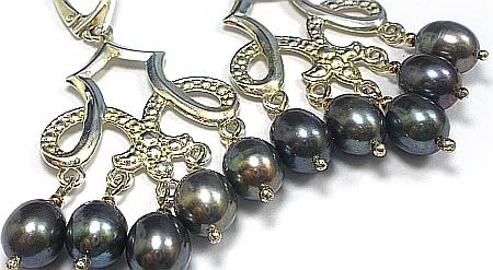 Boucles d'oreilles perles de paon argent 925 originales anti-allergie