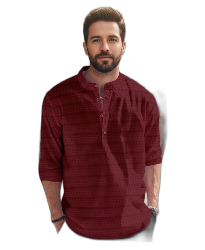Men Geometric Print, Woven Design, Self Design Straight Kurta (Dark Blue)(Navy Blue Jacquard Kurta L)_PT-image-4