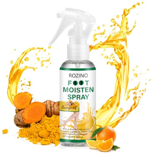 Kurkuma & Vitamin C Fuß-Feuchtigkeitsspray für rissige Fersen, trockene Haut und Schwielen, Fußfeuchtigkeitscreme, tiefe Hydratation, schnell einziehende Formel für weiche, glatte Füße für alle