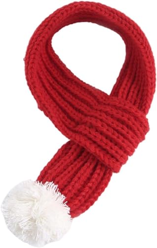 マフラー 犬用マフラー 犬服 猫服 小中型犬猫用マフラー ニット クリスマス 猫用マフラー イヌ ネコ ドッグウェア キャットウェア ペット用品 ペットグッズ 犬猫スカーフ アクセサリー 小型犬 中型犬 大型犬 サンタ 冬 (M, レッド)