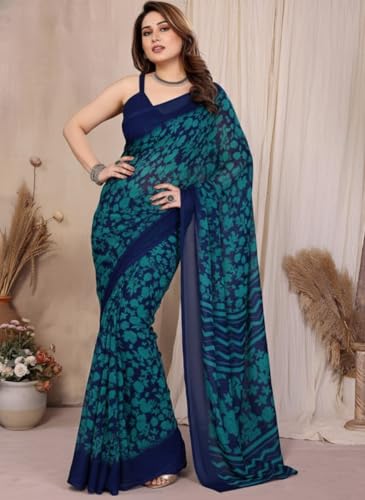 Image of Yashika Women's Georgette Saree with Blouse Piece for Traditional Ethinic Wear Sari