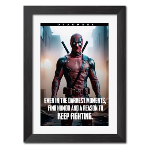 Image of TenorArts Deadpool Poster with Quotes Comics Photo Frame Painting With Black Wooden Textures (12inches x 9inches)