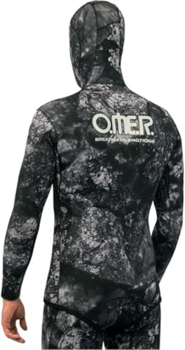 Chaqueta de traje de neopreno O.ME.R. Omer 5mm Blackstone para buceo, talla 2X Grande, camuflaje gris miniatura 4
