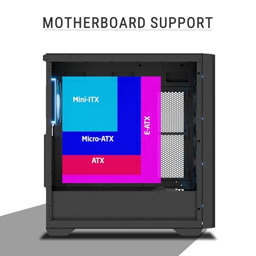 Image of Ant Esports Aqua 360 4F Mid-Tower Computer Case /Gaming Cabinet - Black | Pre-Installed 4 ARGB Fans