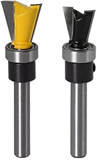 Yakamoz 2Pcs 1/4 Inch Shank Dovetail Joint Router Bits with Bearing Guide Dovetail Jig Bit for Furniture Building Cabinet Making Woodworking Cutter Tools