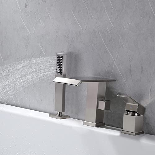 Robinet de baignoire cascade 3 trous en laiton noir mat d'exception