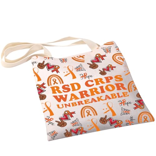 PXTIDY RSD CRPS Awareness Gift RSD CRPS Warrior Tote Bag Complex Regional Pain Syndrome Gift Orange Rainbow CRPS Fighter Gift4