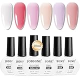 JODSONE 10mlジェリージェルネイルセット 6ライトカラー ホワイト ライトレッド ソフトピンク ナチュラル ヌード モーヴ フレッシュピンク モーヴ 四季 ニュートラル LEDバルブジェルネイルセット ネイルアート用