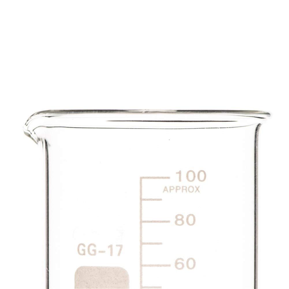 Vaso de precipitados de vidrio de 100 ml para laboratorio de química Escala transparente Taza de medición de laboratorio Vidrio de borosilicato Vasos de laboratorio de vidrio engrosado resistente al