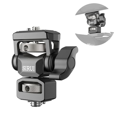 Sirui Camera Monitor Mount with 3/8 Retractable Locating Pins Mounting Base Swivel and Tilt Adjustable Field Monitor Holder with Anti-Twist Pin for 5 and 7 Monitors AM-MT02