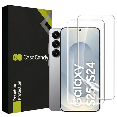 Image of Casecandy Silicone - (2 Pack Screen Protector For Samsung S25 / Samsung S24 Smartphone(6.1-Inch Screen Size) | Transparent Screen Guard For Galaxy S24 /S25 - Fingerprint Support /HD