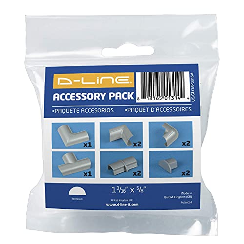 Image of D-Line Cable Raceway Clip-Over Accessories | Join Multiple Channels of D-Line Cord Covers | Coupler and Connector Multipack (Medium (Mini), Grey)