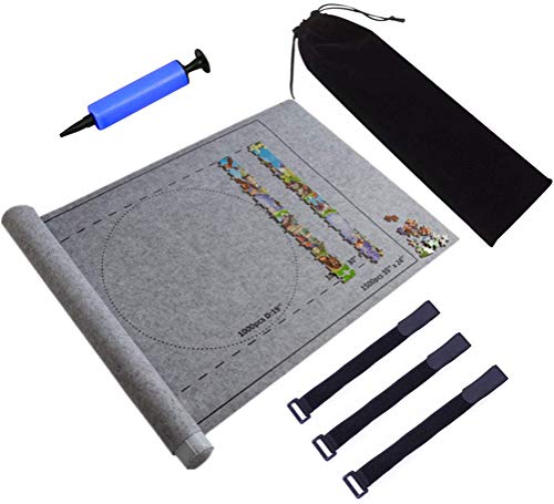 Rompecabezas portátil Mat Jigsaw Roll Felt Mat Play Mat Puzzles Blanket Para hasta 1500 piezas Puzzles Bolsa de almacenamiento de viaje Puzzle Pad-Play Mat Puzzle Saver Storage Felt Mat Board Gray