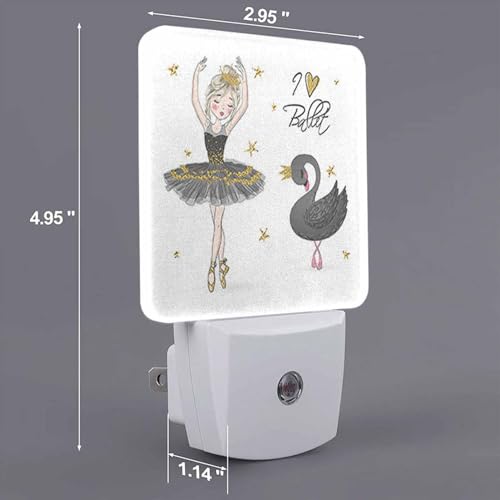 Image of Led Night Light,Ballerina Girl with Black Swan Led Night Light Plug Into Wall with Dusk to Dawn Light Sensor White Energy Efficient Nightlight for Bedroom Hallway Living Room Kitchen