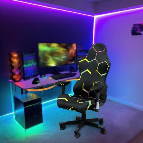 Miniatura 6 de Funda Para Silla De Computadora Con Estampado Elástico Lavable Extraíble, Funda Elástica Para Silla De Oficina Para Computadora, Funda Para Silla De Juegos Para Sillón, Silla De Juego E