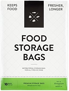 Formaticum Food Storage Bags - keeps all food fresher longer.  Preserve Produce, Fruits, Vegetables, Meat, Cheese, Seafood and Baked Goods (1 pack, 10 bags)