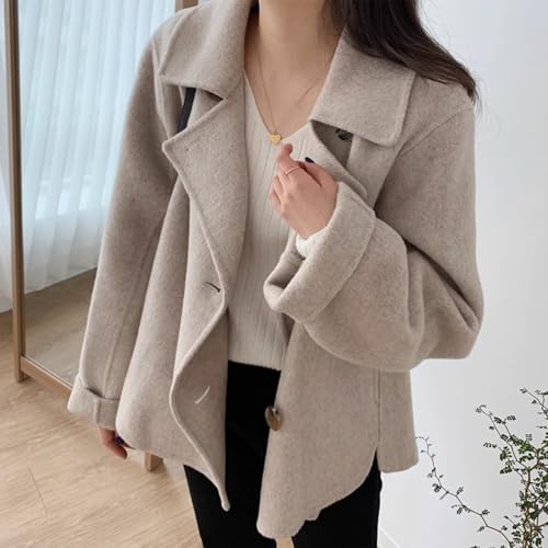 IDEALSANXUN Short Wool Coats for Women 2024 Fall Winter Cropped Trench Coat Pea Coats Tweed Blazer Jacket4