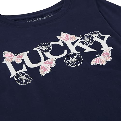 Image of Lucky Brand Girl's Short Sleeve Graphic T-Shirt, Tagless Cotton Tee with Fun Designs