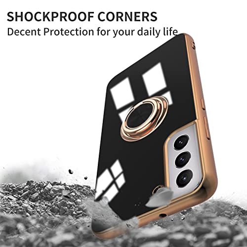Coque Samsung S22 Plus antichoc TPU noir avec bague support aimanté