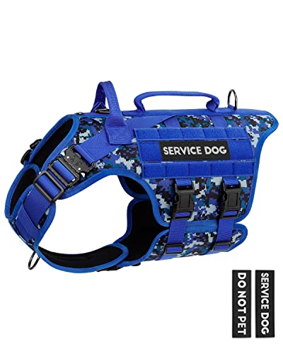 Image of PETNANNY Tactical Dog Harness - No-Pull Service Vest for Large Breeds, with Hook & Loop Patch Panel & MOLLE System | Padded Handle for Walking, Hiking & Training (Navy Blue,L)