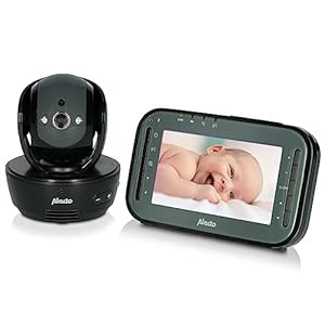 Alecto Draadloze Babyfoon met Bestuurbare en Draaibare Camera, Nalatige Nachfunktzicht, Groot Bereik, 11cm Multicamera Display, Model DVM200MBK, Kleur Zwart