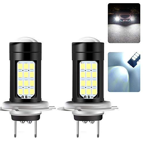 H7 Bombillas de luz antiniebla LED Extremadamente brillantes 2835 42 SMD Xenon blanco 6500K 1500 lúmenes DRL Luces antiniebla delanteras del coche 12V-Pack de 2