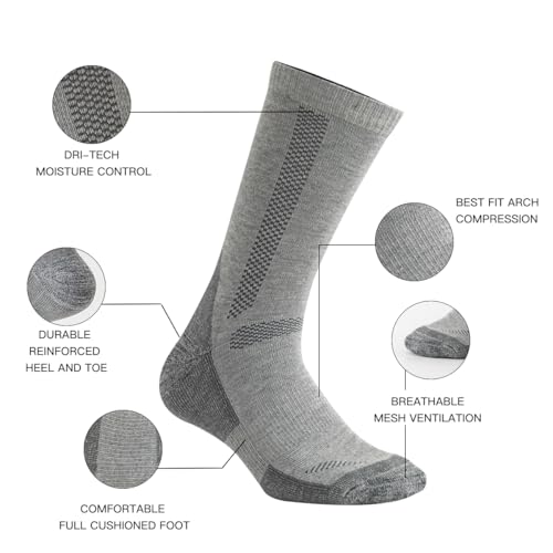 JOYNÉE 6 Pair Mens Thicker Cushioned Athletic Crew Socks Breathable Warm Winter Thermal Moisture Wicking Work Boot Socks 9-133