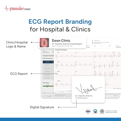 Image of Sunfox Spandan Pro ECG with 45 Days Clinical Plan & Premium Case | Portable Medical-Grade 12-Lead ECG Monitor | Pocket ECG Device for Doctors, Clinics & Hospitals