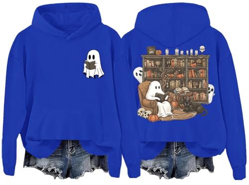 Retro Ghost Reading Books Sweatshirt Librarian Ghost Halloween Sweatshirt & Hoodie Unisex Long Sleeve Top3
