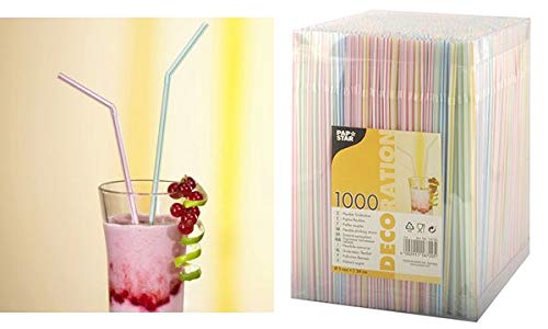 Preisvergleich Produktbild PAPSTAR Trinkhalme, flexibel, farbig gestreift 4002911166666
