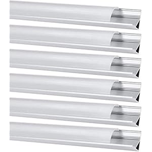 Jirvyuk Led Aluminum Profile, 6 Pack 1m/3.3ft V Shape LED Channel, Led Diffuser, Aluminum Extrusion for LED Strip Lights…