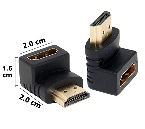 Image of 90 Degree Right Angle HDMI Adapter Male to Female, 90 Degree HDMI Bend, L-Shaped HDMI Jointer
