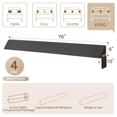 Image of Bedluxe King Wedge Pillow Headboard (76 inchx10 inchx6 inch), Bed Wedge Pillow for Headboard, Foam Headboard Pillow, Bed Gap Filler King - Fill The Gap (0-7 inch), Mattress Gap Filler (Air-Layer Black, 76 inchx10 inchx6 inch)