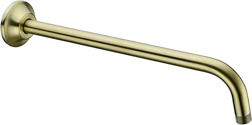 BESTILL Brazo de extensión de cabezal de ducha en forma de L de 16 pulgadas, brazo de ducha y brida incluidos, oro cepillado