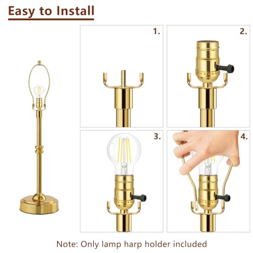 Aolloa 9 Inch 2 Set Brass Lamp Harp Holder With Lamp Finials And Standard Saddle Base Detachable Heavy Duty Metal Horn Frame Lampshade Bracket For Table And Floor Lamp thumb #5