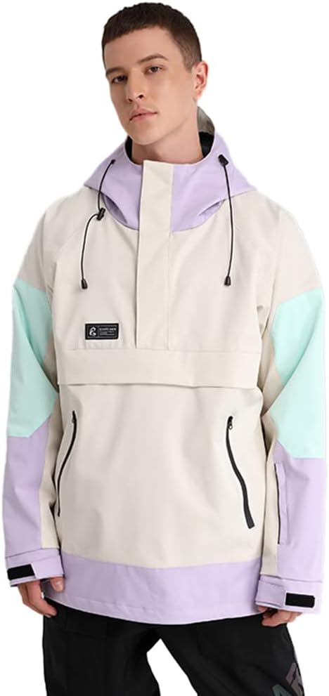 SEARIPE Womens Ski Jacket Mens Snow Jacket Waterproof Winter Snow Coat Couples Pullover Snowboard Hooded