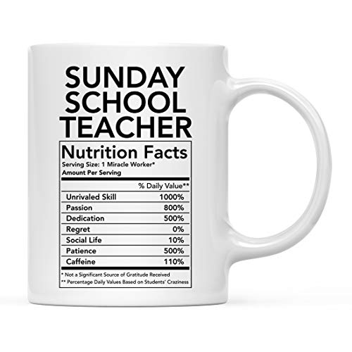 Andaz Press Lustige 325 ml Keramik Kaffee Tee Tasse Dankeschön Geschenk Sonntag Schule Lehrer Ernährung Fakten 1er Pack Neuheit Gag Geburtstag Weihnachten Geschenk Ideen Kollegen Cover